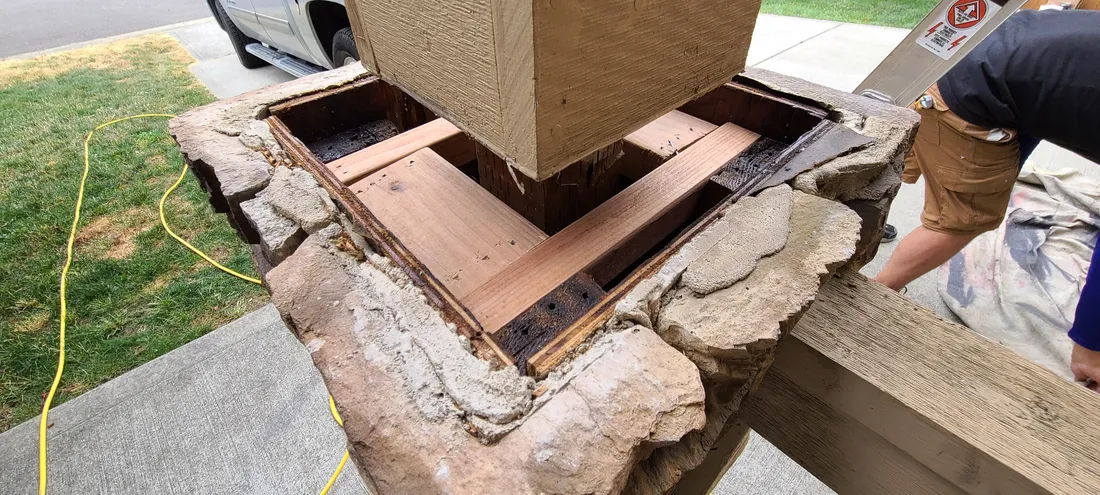 Rebuilding a rotted porch column base with new wood